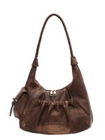 Maillard Vintage Underarm Bag Women's New Fashionable Middle Ancient Pleated Baguette Bag All-match Large Capacity Handbag - Image 5
