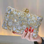 Golden Noble Dinner Bag, Luxury Small Square Bag, Celebrity Dress, Bridesmaid Bag, Mother-In-Law Wedding Banquet Bag, Party Annual Meeting Bag