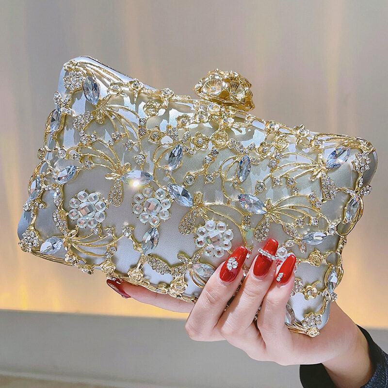O1CN01gMXROo1NBhcNldWoE_2215612851532-0-cib.jpg Golden Noble Dinner Bag, Luxury Small Square Bag, Celebrity Dress, Bridesmaid Bag, Mother-In-Law Wedding Banquet Bag, Party Annual Meeting Bag - Image 1
