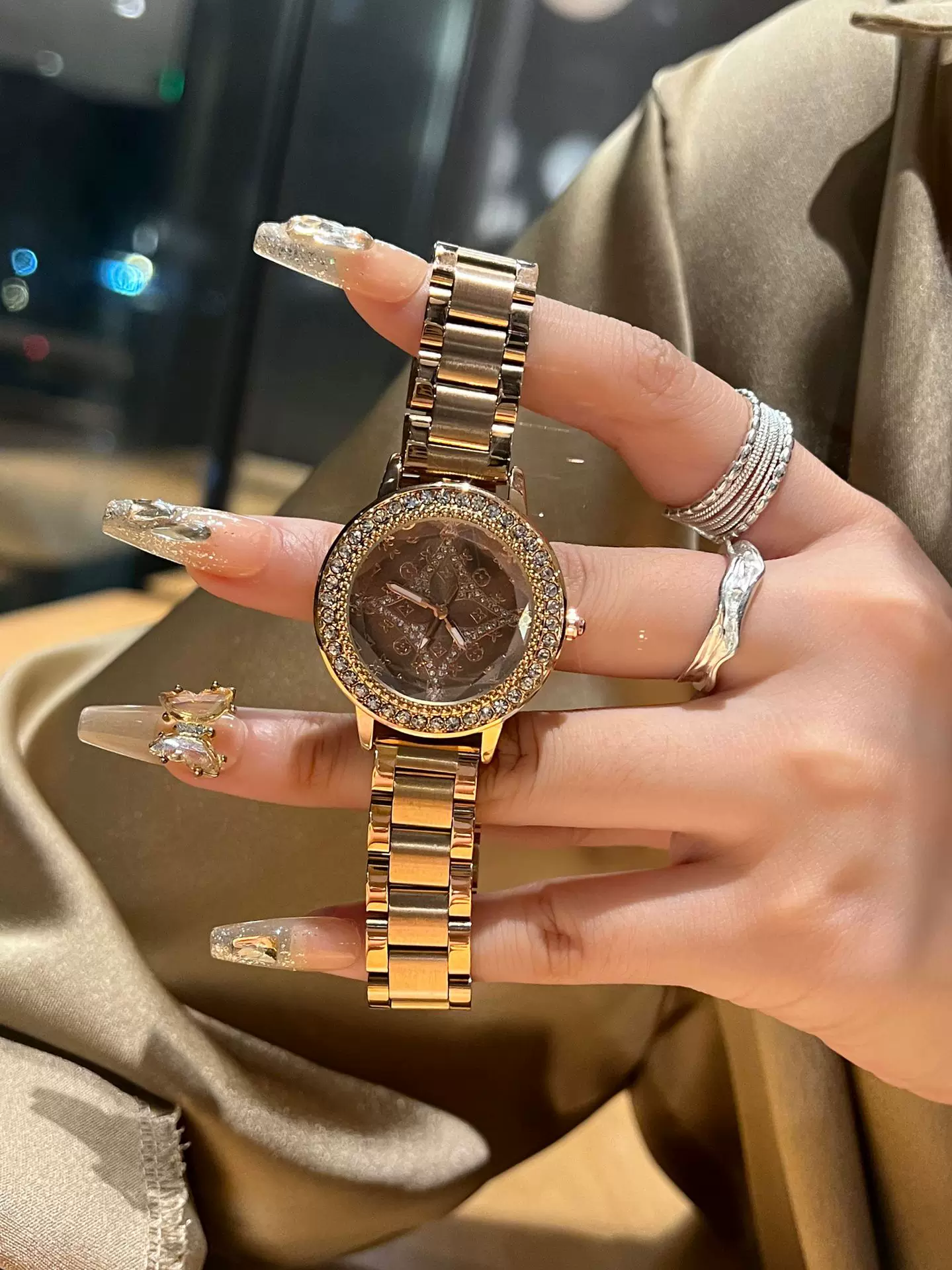Counter Straight Hair Quality Trendy Brand New Diamond Digital Women's Steel Band Watch Douyin Popular Genuine Leather Women's Versatile 4 O1CN01hprEFm1riAJNjGgpH 2218159085664 0 cib