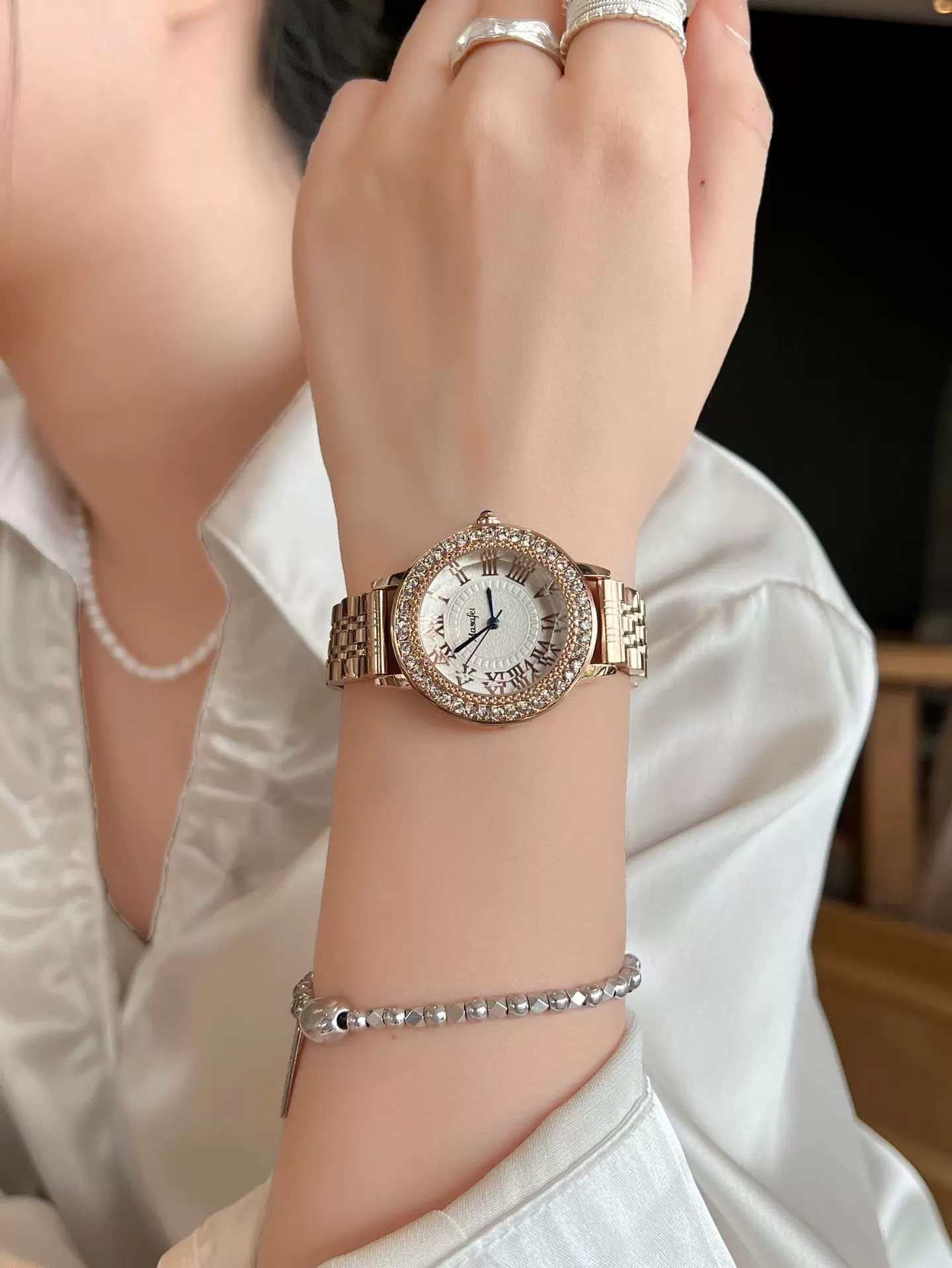 Trendy Brand New Roman Steel Strap Genuine Leather Diamond-Encrusted Women's Watch Quartz Luxury Diamond-Encrusted 7 O1CN01l5832Z1riAJCiNnkI 2218159085664 0 cib