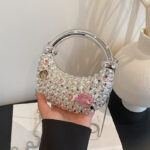 Mini Acrylic Bag European and American Fashion Niche Sequin Personalized One-Shoulder Crescent Bag Women's Chain Dinner Bag Trendy