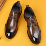 Men's Leather Shoes British Style Business High-end Leather Wedding Shoes Autumn New Black Commuter Shoes Men's - Image 3