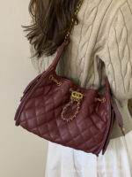Quilted Embroidery Small Bag for Women New Fashion Trendy Versatile Shoulder Underarm Bag Popular Bucket Bag - Image 4
