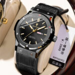 Poedagar Dual Calendar Men's Watch Leather Strap Fashion Waterproof Luminous Quartz Watch Live Foreign Trade Popular Wristwatch
