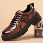Foreign Trade Large Business Casual Leather Shoes Thick-Soled Crocodile Pattern Derby Shoes Men's Formal Leather Shoes British Driving Loafers
