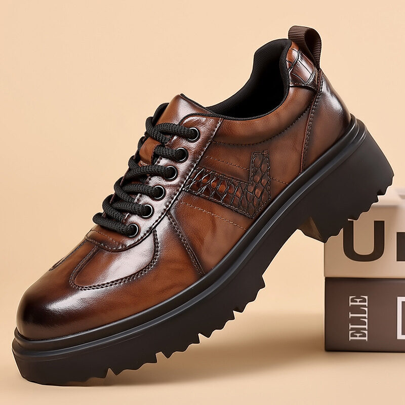 O1CN01XChvTe1p4CYcmAlxW_2212486145306-0-cib.jpg Foreign Trade Large Business Casual Leather Shoes Thick-Soled Crocodile Pattern Derby Shoes Men's Formal Leather Shoes British Driving Loafers - Image 1