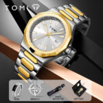 Tomi Simple Style Waterproof Business Men's Classic Steel Band Watch Set