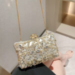 Golden Noble Dinner Bag, Luxury Small Square Bag, Celebrity Dress, Bridesmaid Bag, Mother-In-Law Wedding Banquet Bag, Party Annual Meeting Bag - Image 3