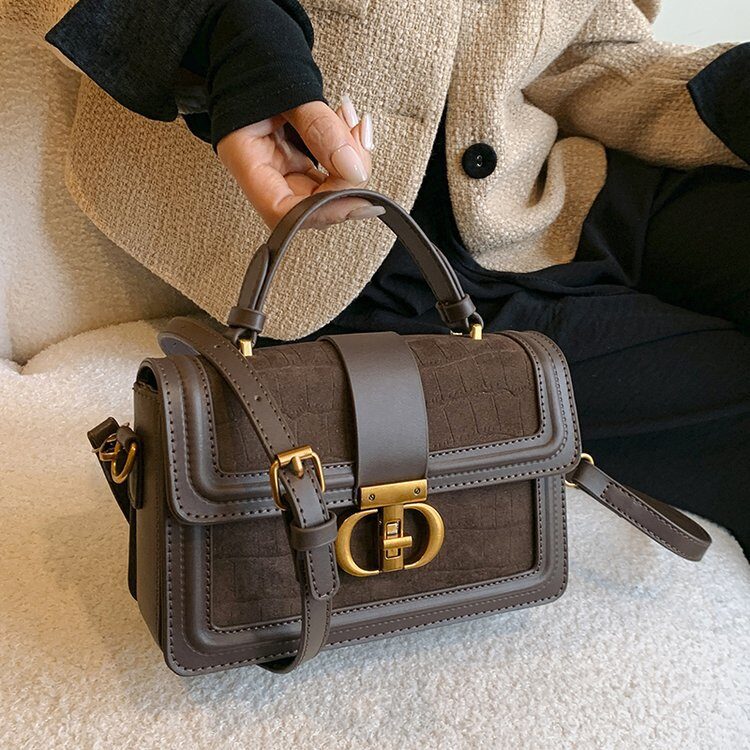 O1CN01mBnxww1QqPozKyXp3_2218664472027-0-cib.jpg Retro Satchel Small Square Bag, New Autum Style, High-End Texture, Niche Design, Western Style, Accessible Luxury, Single Shoulder Cross-Body Bag - Image 1