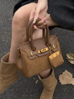 Autumn and Winter Retro Melard Brown Bag for Women New Versatile Crossbody Bag Handbag Platinum Bag Small Tote Bag - Image 5