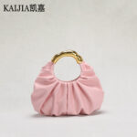 Women's Bag New Cloud Bag Pleated Design Pleated Bag Asymmetric Hardware Handle to Enhance the Sense of Luxury Simple Handbag