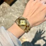 Goldie Light Luxury Full Diamond High-End Bracelet-Style Watch Strap Women's Watch Small Retro Bracelet Dial Quartz Watch - Image 3