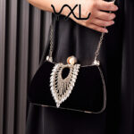 Hot Fashion Diamond Velvet Evening Bag Black Noble Dress Bag Vintage Cheongsam Bag Party Bride Bag - Image 3