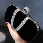 Cross-border hot flannel diamond evening bag black velvet banquet bag high-grade cheongsam bag