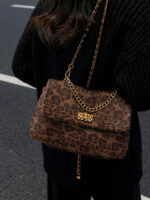 Casual Retro Niche Leopard Print Bag for Women  New Fashion Versatile Chain Crossbody Bag Suede Small Square Bag - Image 5