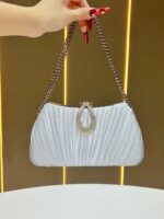New Evening Dress Banquet Handbag One-Shoulder Evening Dress Small Bag Cheongsam Cross-Body Bag Dinner Party Lady Pleated Handbag