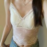 Summer Lace V-Neck Mesh Hollow-Out Camisole with Chest Pads, Slim-Fit Ins-Style Base Top, Pure Desire Tank Top for Women - Image 2