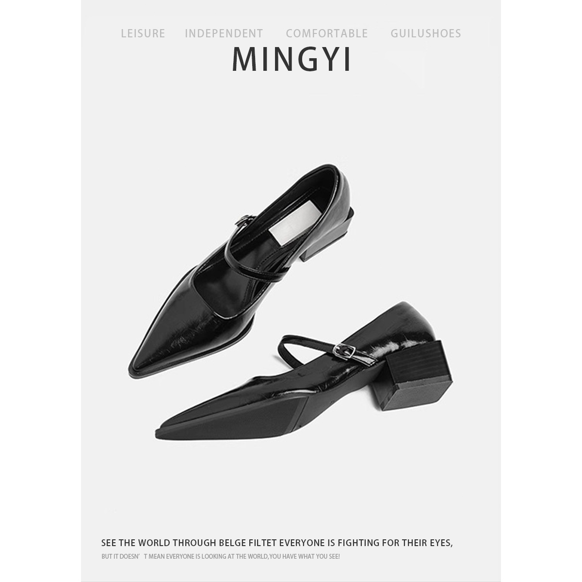 O1CN01xDwr382DhB2gvierw_2213994118640-0-cib.jpg Pointed Retro Mary Jane Shoes Soft Leather Shoes with Shallow Thick Heel Single Shoes Women's High Heel Commuter Women's Shoes - Image 1
