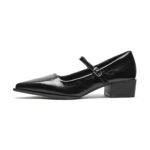 Pointed Retro Mary Jane Shoes Soft Leather Shoes with Shallow Thick Heel Single Shoes Women's High Heel Commuter Women's Shoes - Image 5
