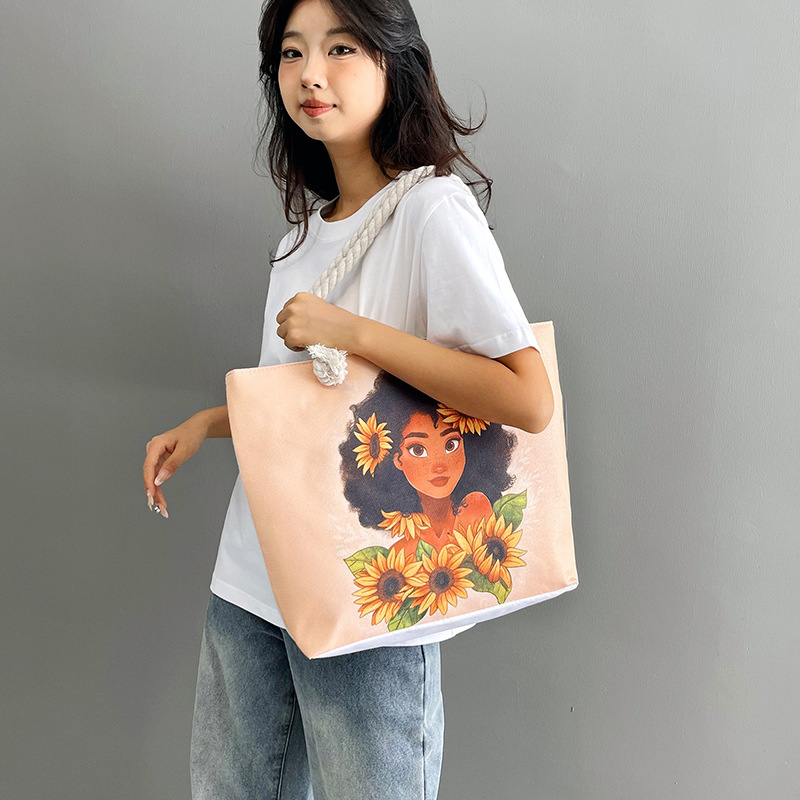 O1CN013bpa0t1Sw22gYdXoI_2222180942310-0-cib.jpg Women's Tote – Large Capacity Beach & Shopping Bag with Creative Print and Thick Rope Handle – Portable, Versatile, Stylish - Image 1
