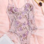 European and American Women's New Lace-Up Water-Soluble Embroidery Floral Bodysuit with U-Shaped Back, See-Through Lingerie in Multiple Colors and Plus Sizes - Image 4