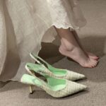 Sea Salt Blue French-Style Elegant Closed-Toe Sandals for Women, 2025 Spring/Summer New Model, Stiletto Heel, Pointed Toe, - Image 4