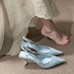 Sea Salt Blue French-Style Elegant Closed-Toe Sandals for Women, 2025 Spring/Summer New Model, Stiletto Heel, Pointed Toe, - Image 3