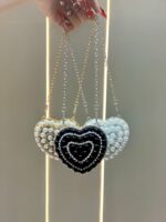 Cross-Border High-End Women's Mini Lipstick Bag, Light Luxury Handmade Diamond-Encrusted Love Chain Bag - Image 4