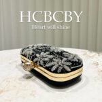 Black Glitter Elegant Heavy Beaded Beaded Embroidered Evening Bag Celebrity Fashion High-End Dinner Bag Cheongsam Clutch Bag - Image 3