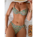 New Amazon European and American Style Printed Tie-Up Two-Piece Swimsuit for Women Beach Spa Bikini Swimwear Wholesale - Image 3