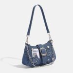 Y2K Millennium Star Denim Underarm Bag Fashion Trendy Niche Design Crescent Bag Canvas Handbag Chain Bag - Image 4