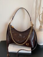 Spring New Style Handheld French Oil Wax Leather Shoulder Bucket Crossbody Underarm Women's Large Capacity Versatile Bag - Image 4