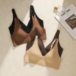 Semi-fixed cup jelly strip soft support no steel ring bra small chest gathered seamless underwear women's Wireless bra