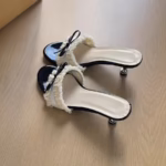 Summer New Style, Large Size, Bow-Knot, Chanel-Style High-Heeled Slip-On Slippers