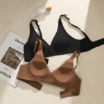 Semi-fixed cup jelly strip soft support no steel ring bra small chest gathered seamless underwear women's Wireless bra - Image 3