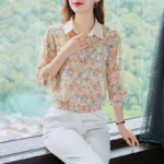This Year's New Floral Chiffon Blouse for Women, Spring and Autumn Fashion Stylish Blouse, Beautiful Spring Shirt - Image 2
