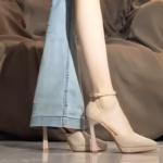 Nude Color Waterproof Platform Niche High-Heeled Shoes for Women