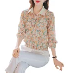 This Year's New Floral Chiffon Blouse for Women, Spring and Autumn Fashion Stylish Blouse, Beautiful Spring Shirt - Image 5