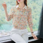 This Year's New Floral Chiffon Blouse for Women, Spring and Autumn Fashion Stylish Blouse, Beautiful Spring Shirt - Image 4