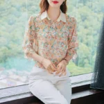 This Year's New Floral Chiffon Blouse for Women, Spring and Autumn Fashion Stylish Blouse, Beautiful Spring Shirt - Image 3