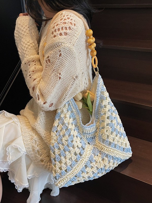 O1CN01qxjqm01r9oghJCD48_2218720055589-0-cib.jpg Super Popular Instagram-Style Lazy Woven Straw Bag for Women, Large Capacity Bohemian Style Beach Bag for Seaside Vacation - Image 1